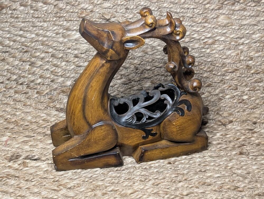 Hobby Lobby Rustic Christmas Reindeer Sculpture Stained Wood Look Holiday Decor